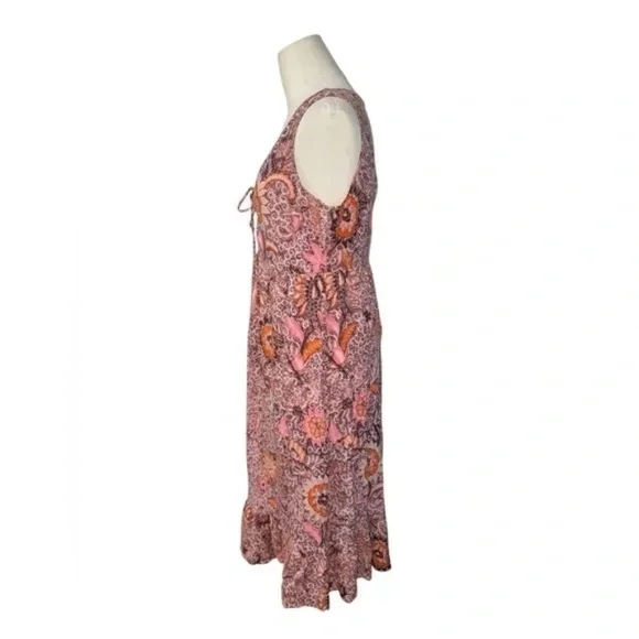 MADEWELL - Lace-Up Ruffle-Hem Midi Dress in Bali Blooms - Picture 3 of 9